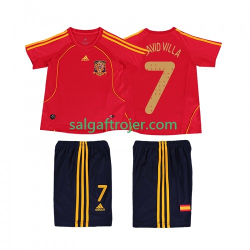 Spanien DAVID VILLA 7 2008 Fodboldtrøjer Børn Retro Hjemmebanesæt Kort ærmer Spanien DAVID VILLA 7 2008 Fodboldtrøjer Børn Retro Hjemmebanesæt Kort ærmer
